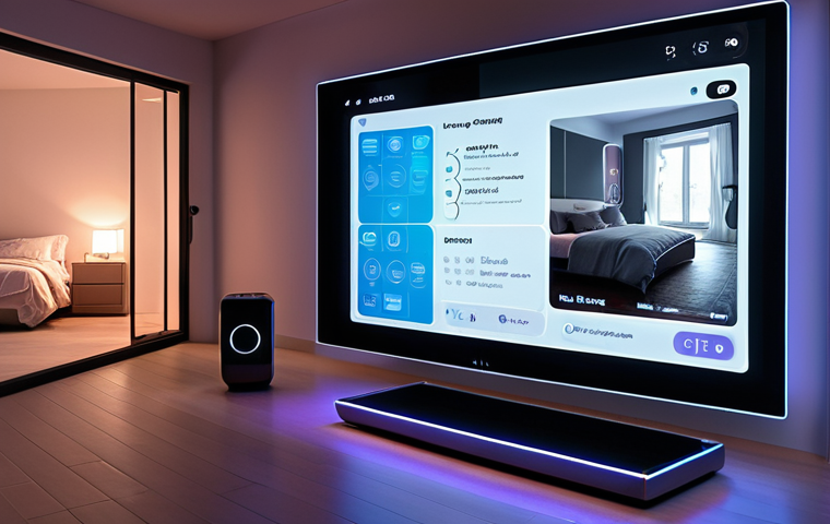 **

"Futuristic smart home. A friendly AI assistant interface glowing on a transparent screen, controlling lights, temperature, and displaying personalized news. Emphasis on sleek, minimalist design and a sense of seamless integration with everyday life. Soft, ambient lighting."

**