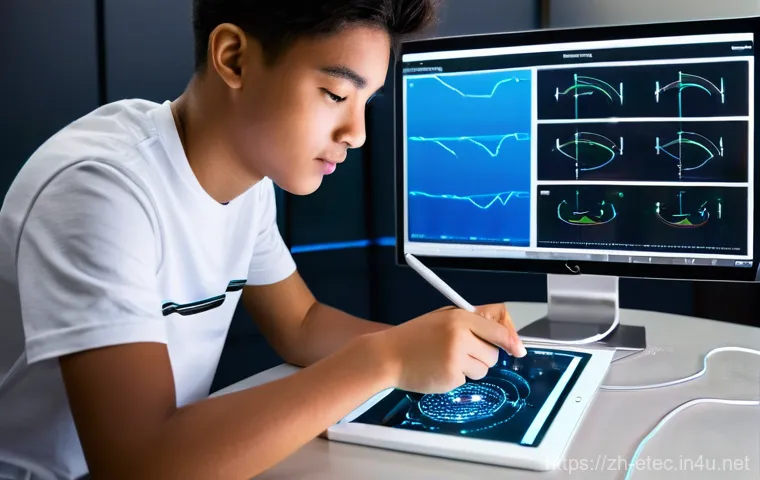 전자기술사 공부를 위한 필수 앱 - **Prompt 1: Immersive Virtual Circuit Lab**
    A young, focused electrical engineering student, age...