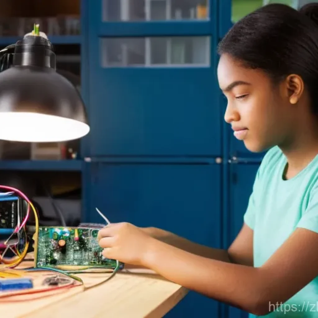전자기술사 실기 준비 스케줄 - **Prompt:** A cheerful teenage girl, dressed in a casual t-shirt and jeans, is engrossed in solderin...