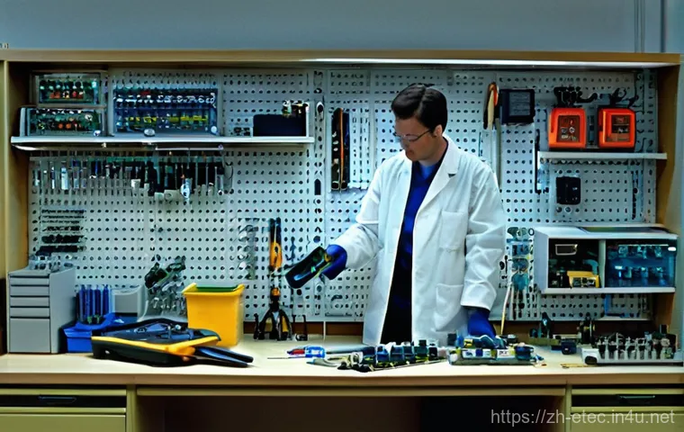 전자기술사 관련 실험실 안전 가이드 - 00V," indicating that the power has been verified as off before the connection is made. The backgrou...