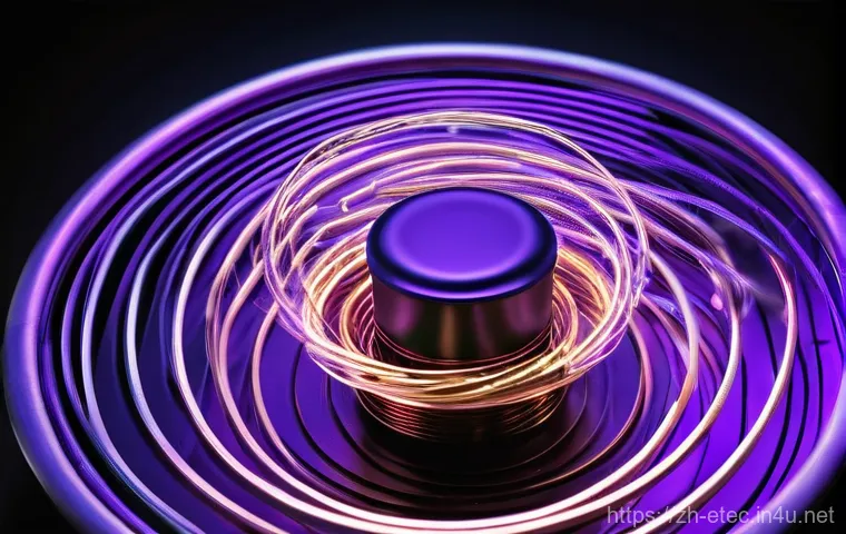 전자기술사 필기시험 전자기학 핵심 개념 - **Prompt:** A dynamic, educational illustration portraying the invisible forces of electric and magn...