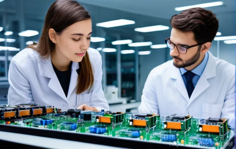 전자기술사와 관련된 프로젝트 경험 공유 - A futuristic smart farm, bathed in warm sunlight. In the foreground, a diverse array of advanced agr...