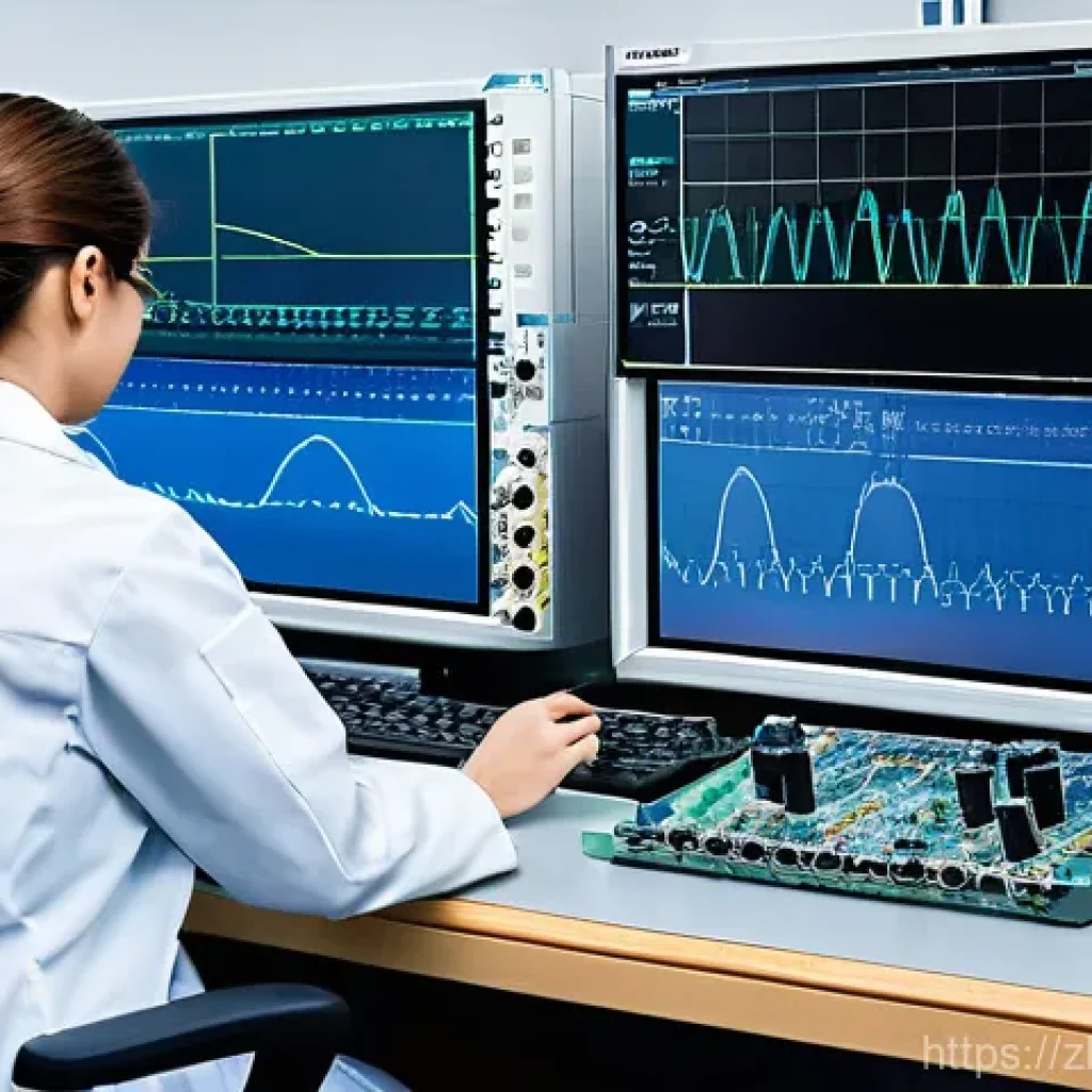 전자기술사와 전자기학 이론 학습 사례 - **Prompt 1: EMC Troubleshooting in a Modern Lab**
"A highly detailed, realistic image of an elec...