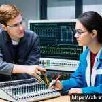 전자기술사 필기시험 전기회로 심화 학습 - **Prompt 1: Modern Electrical Engineering Lab - Circuit Analysis and Troubleshooting**
"A clean,...
