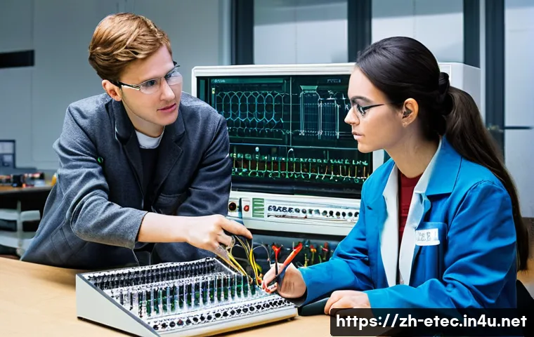 전자기술사 필기시험 전기회로 심화 학습 - **Prompt 1: Modern Electrical Engineering Lab - Circuit Analysis and Troubleshooting**
    "A clean,...