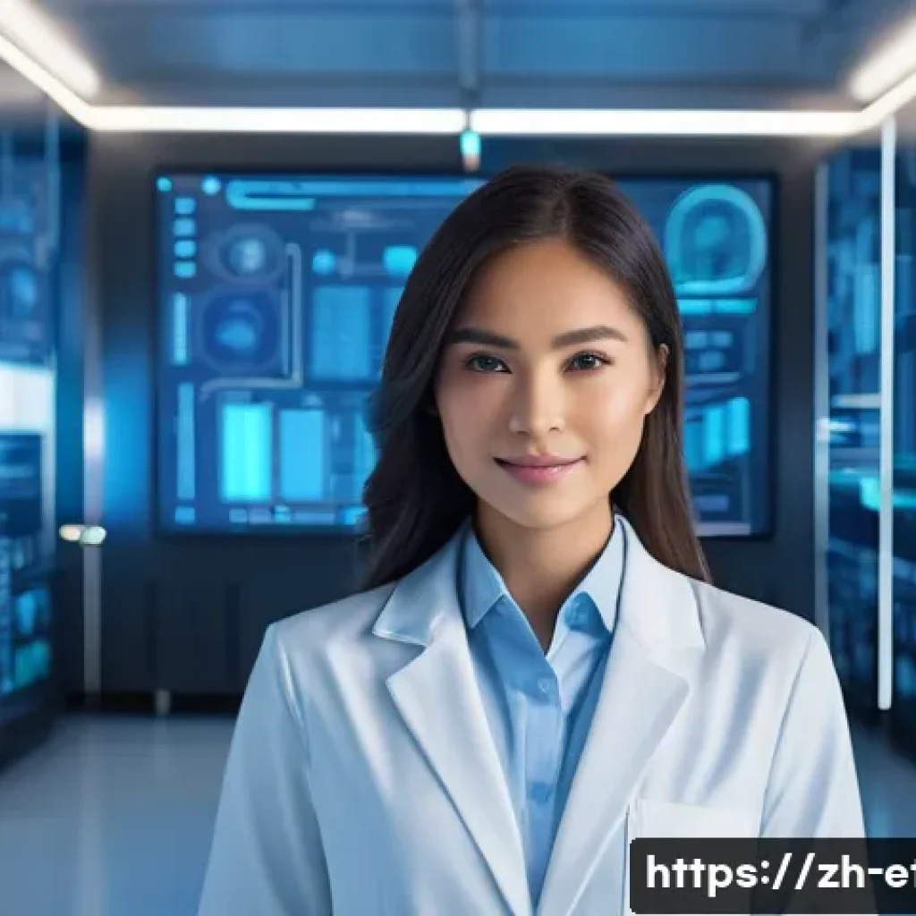 전자기술사 자격증 취득 후 경력 개발 전략 - **Prompt:** A young, determined female AI engineer (around 20-30 years old) is standing confidently ...