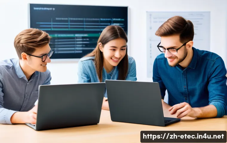 전자기술사 스터디 그룹 필수 규칙 - **Prompt 1: Collaborative Electronic History Study Group**
    A vibrant, diverse group of 4-5 young...