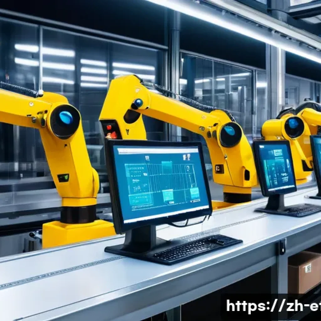 전자기술사와 산업별 기술 활용 경험 - A high-tech smart manufacturing production line in a modern industrial factory setting, featuring em...