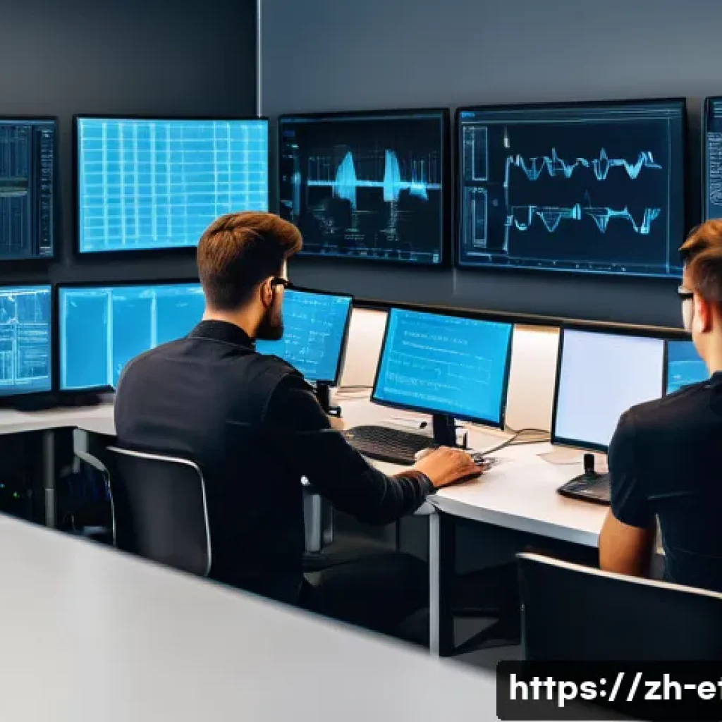 전자기술사와 관련된 인증 시험 종류 - A modern electronic technician workspace featuring a diverse group of young professionals studying f...