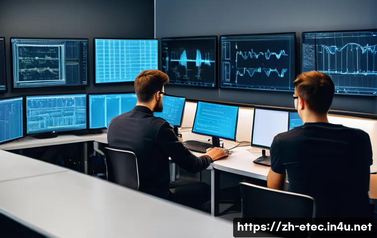 전자기술사와 관련된 인증 시험 종류 - A modern electronic technician workspace featuring a diverse group of young professionals studying f...
