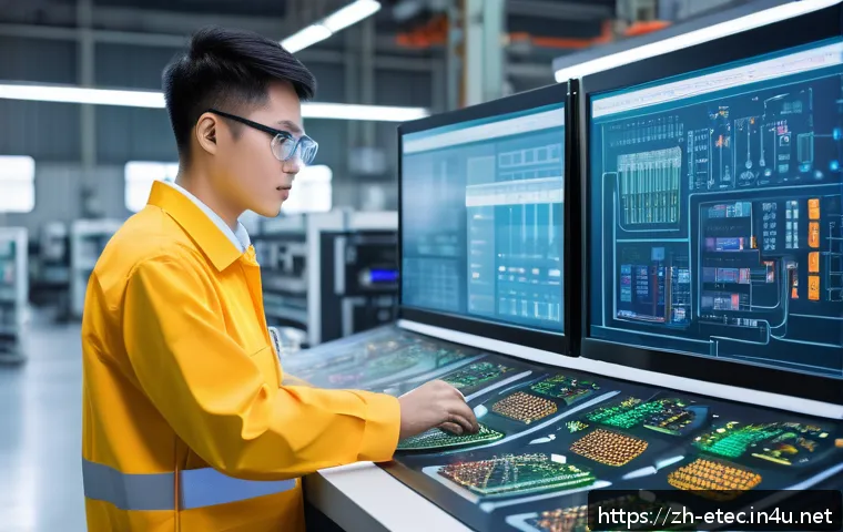 전자기술사와 관련된 산업별 시장 동향 - A modern electronics engineer in a high-tech smart factory environment, wearing professional attire ...