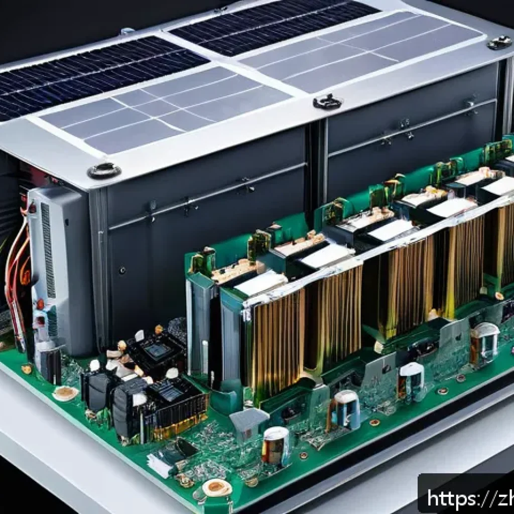 전자기술사와 전력 변환 시스템 설계 - A highly detailed technical illustration of a modern power conversion system for renewable energy ap...