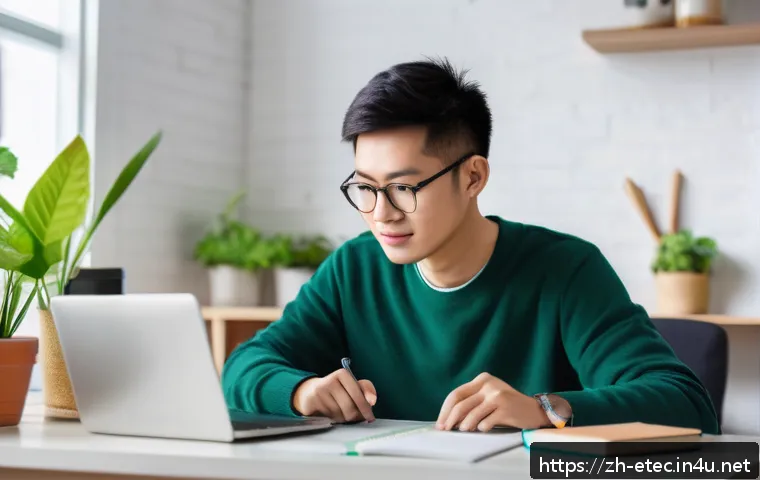전자기술사 자격증 취득 비용 절감 방법 - A modern, cozy home study environment featuring a young Chinese adult using a laptop to attend an on...