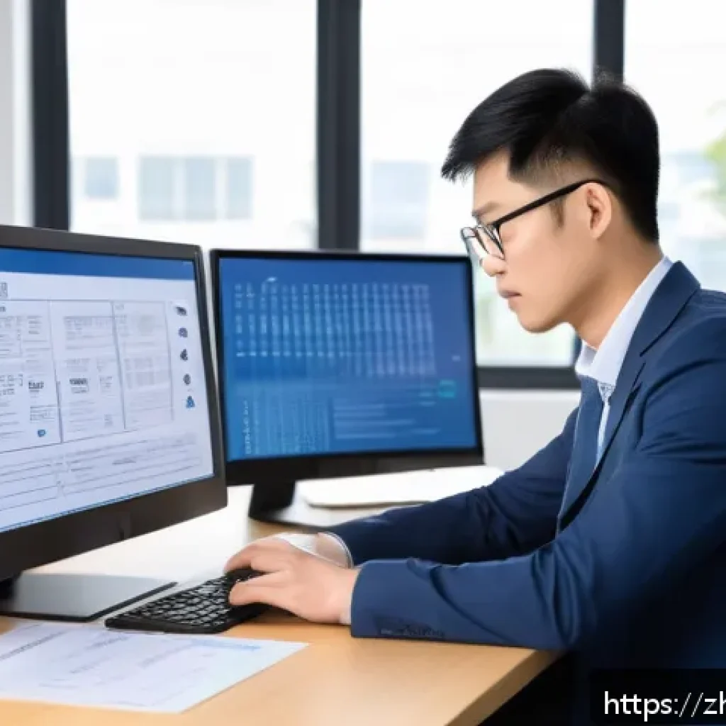 전자기술사 자격증 갱신 절차 - A professional Chinese electronic technician in a modern office environment, wearing smart casual at...