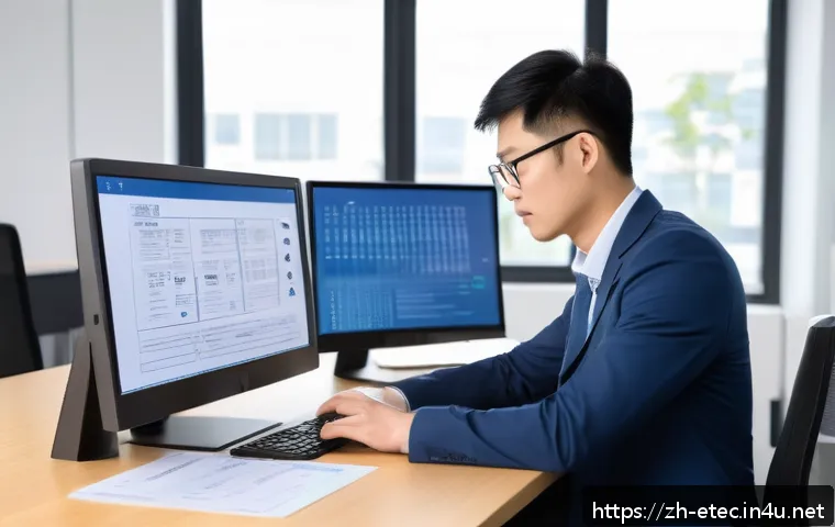 전자기술사 자격증 갱신 절차 - A professional Chinese electronic technician in a modern office environment, wearing smart casual at...