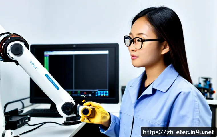 전자기술사와 4차 산업혁명 기술 융합 - Photorealistic electronics engineering expert in a clean advanced manufacturing laboratory, wearing ...